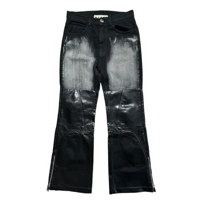 Pre-owned Marni Ss21 Painted Hybrid Leather/denim Pant
