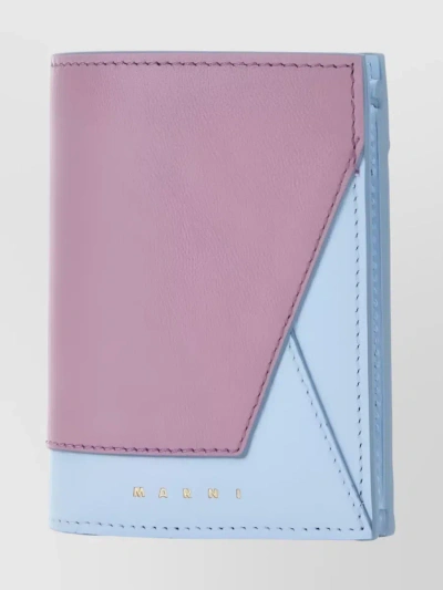 Marni Stamped Leather Wallet With Flap Pocket In Pastel