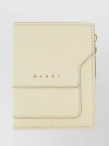 Marni Stitch Detailing Textured Leather Wallet In Cream