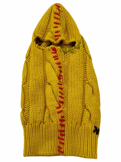 Pre-owned Marni Stitch Patchwork Knit Balaclava Ski Mask In Yellow