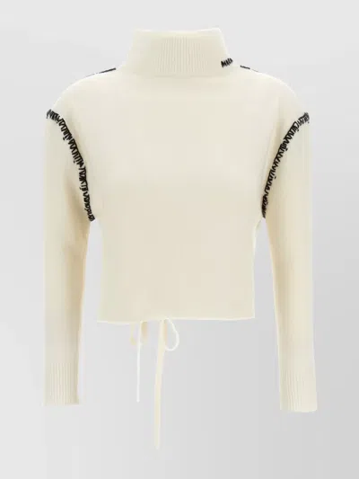 Marni Stitched Detail Cropped Cardigan In White