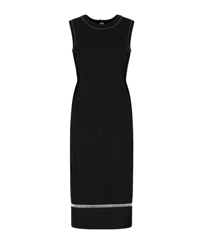 Marni Stitched-detail Sleeveless Midi Dress In Black