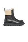 Marni Chelsea Leather Boots With Teddy Collar In Black