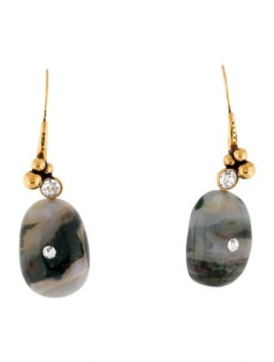 Pre-owned Marni Stone & Crystal Drop Earrings In Blue/clear/green