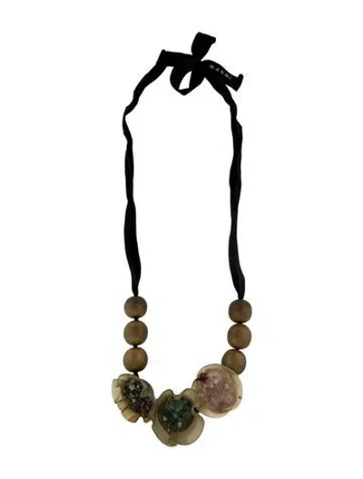 Pre-owned Marni Stone, Horn & Ribbon Bead Strand Necklace