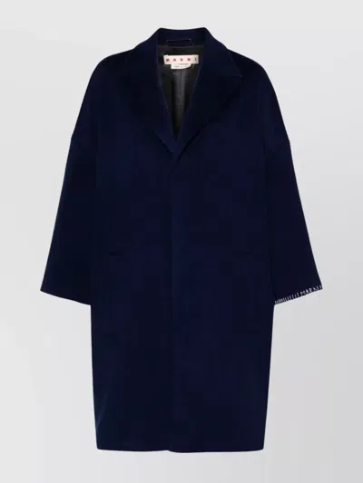 Marni Straight Hem Wool And Mohair Blend Coat In Blue