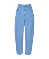 Marni Low Slung Curved-leg Ankle Denim Carrot Trousers In Blue