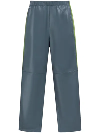 Marni Straight-leg Leather Trousers In Blue