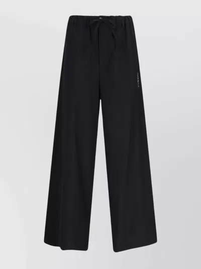 Marni Logo-embroidered Straight-leg Trousers In Black