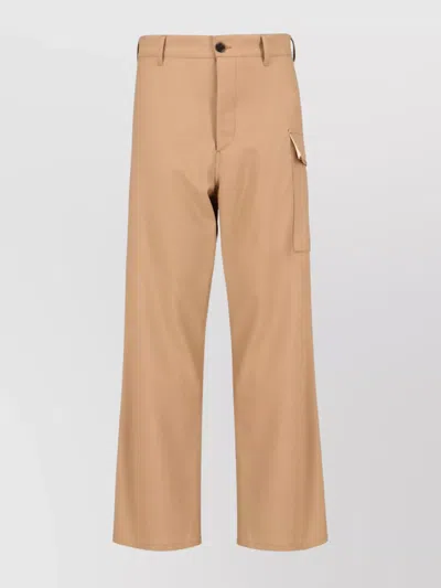 Marni Straight Trousers With Side Pocket And Belt Loops In Neutrals
