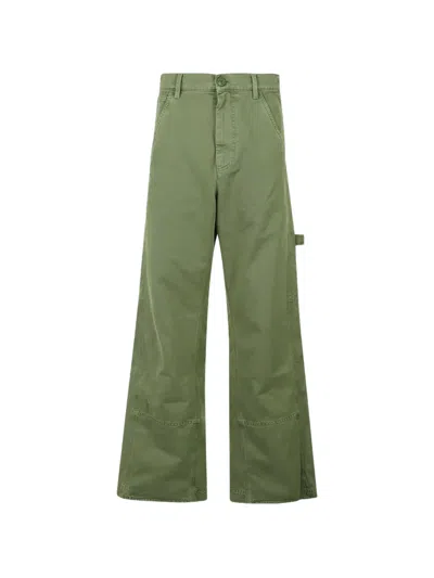 Marni Straight-leg Cotton Trousers In Green