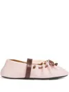 Marni Strap Leather Ballet Flats In Pink