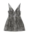 Marni Washed Leather Mini Flared Dress In Gray
