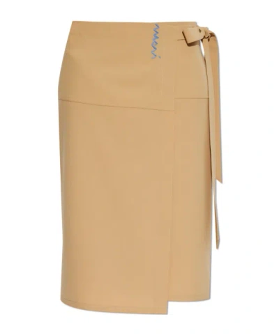 Marni Strap-wrap Skirt In Nude