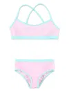 Marni Cross-over Shoulder Straps Bikini Swimming Costume In Pink