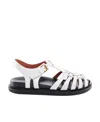 Marni Strappy Flat Sandals In White