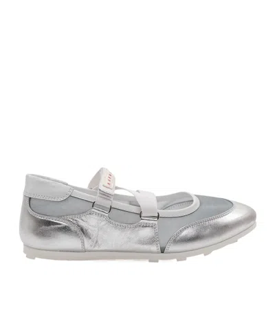 Marni Silver Logo Ballet Flats