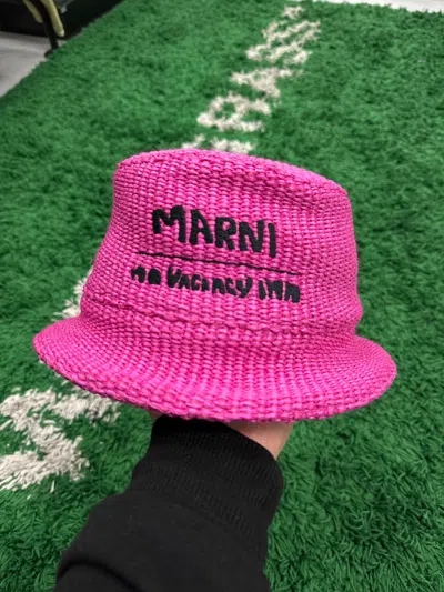 Pre-owned Marni Straw Bucket Hat In Pink