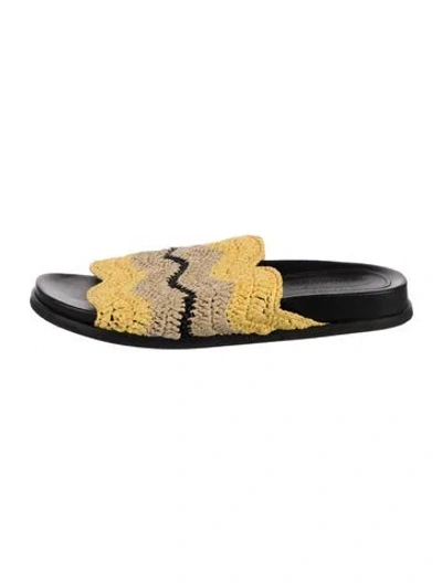 Pre-owned Marni Straw Colorblock Pattern Mules In Yellow