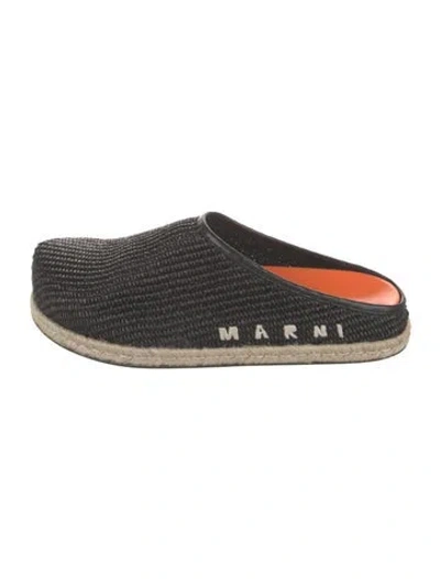 Pre-owned Marni Straw Patterned Espadrilles In Black