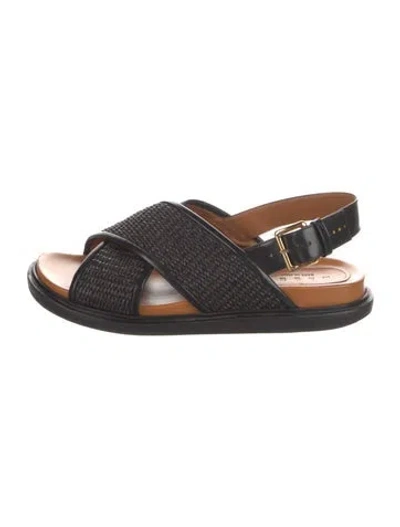 Pre-owned Marni Straw Sandals In Black