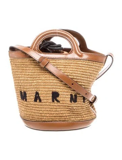 Pre-owned Marni Straw Shoulder Bag In Brown
