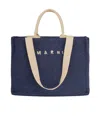 Marni Large Raffia Effect Tote Bag In Blue