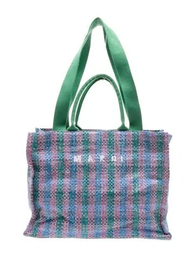 Pre-owned Marni Straw Tote In Blue