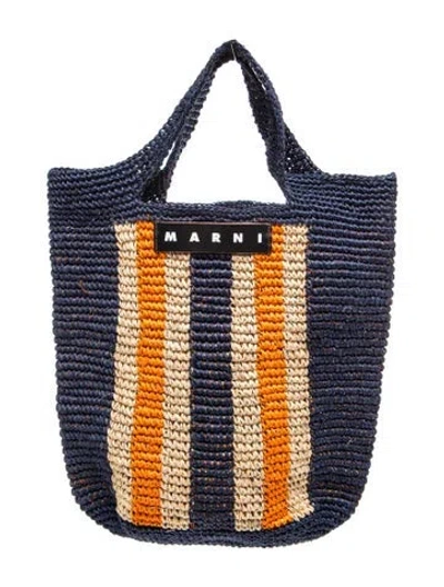 Pre-owned Marni Straw Tote In Blue