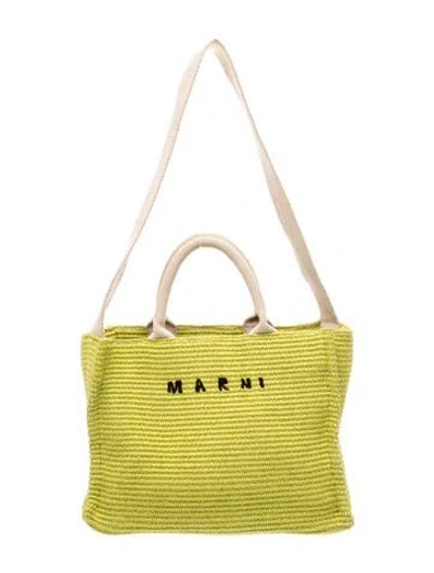 Pre-owned Marni Straw Tote In Green