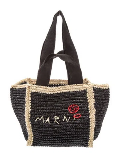 Pre-owned Marni Straw Tote W/ Tags In Black