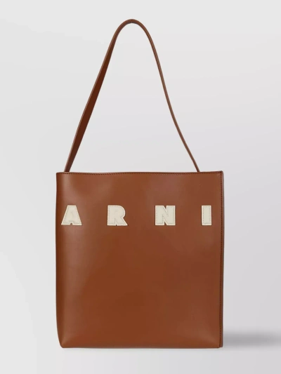 Marni Streamlined Single Strap Tote Bag In Leather