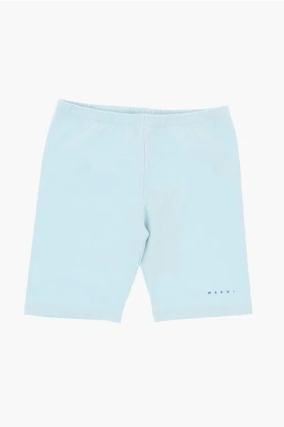 Marni Stretch Cotton Cycling Shorts With Elastic Waistband In Blue