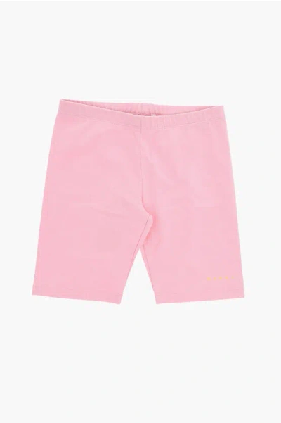 Marni Stretch Cotton Shorts With Elastic Waistband In Pink