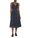 Marni Stretch Denim Midi Balloon Dress In Blue