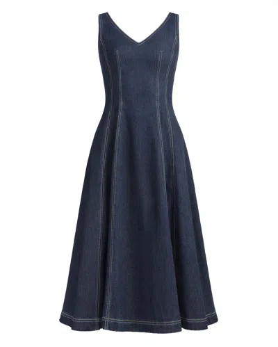 Marni Stretch Denim Midi Balloon Dress In Blue
