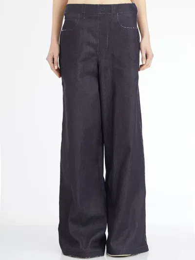 Marni Stretch Denim Trousers In Blue