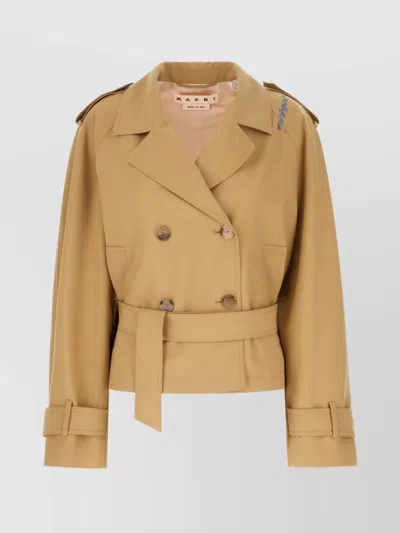 Marni Stretch Polyester Blend Trench Coat In Neutral