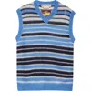Marni Mens Striped-print V-neck Relaxed-fit Wool-blend Vest Blue Lilac In Blue Lilac