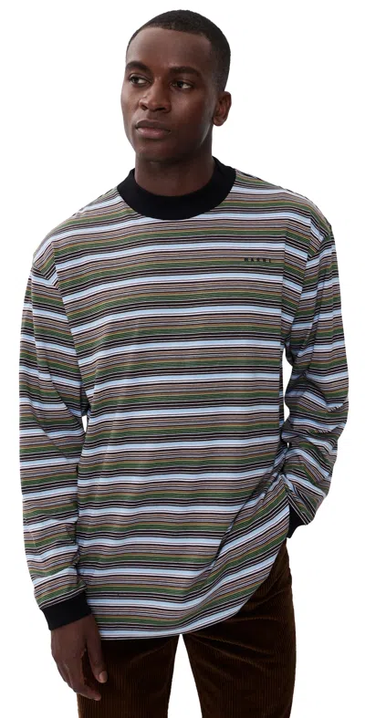 Marni Stripe Cotton T-shirt Cobalt In Blue
