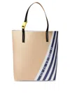 Marni Stripe-detail Buckle Tote Bag In Neutral