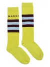 Marni Stripe-logo Socks In Yellow