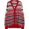 Marni Gestreifter Cardigan Mit V-ausschnitt In Neutral Grey