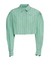 Marni Stripe-pattern Cropped Shirt In Green