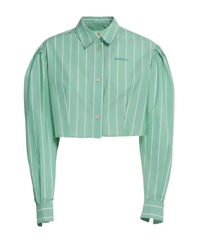 Marni Stripe-pattern Cropped Shirt In Green