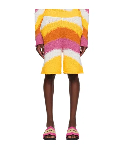 Marni Multicolor Intarsia Shorts In Wer20 Lobster