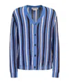 Marni Cotton Cable Striped Crochet Opal Cardigan Sweater Blue In Blue
