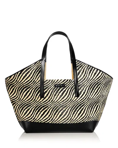 Marni Stripe Shopping Tote In Black