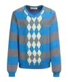 Marni Blue Stripe Sweater With Argyle Motif In Blue