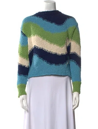 Pre-owned Marni Striped Bateau Neckline Sweater In Blue